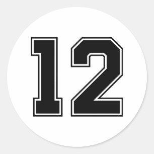 Number Twelve 12 Sport Font  Classic Round Sticker