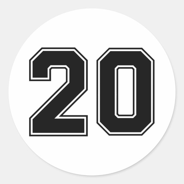 Number Twenty 20 Sport Font Classic Round Sticker (Front)