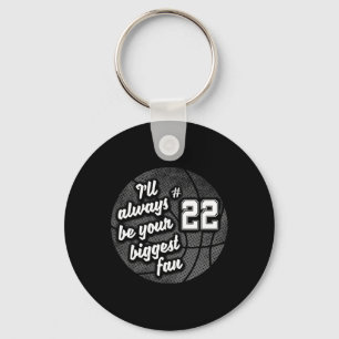 Number Twenty-two 22's Biggest Fan Bysketbyll Mom  Key Ring