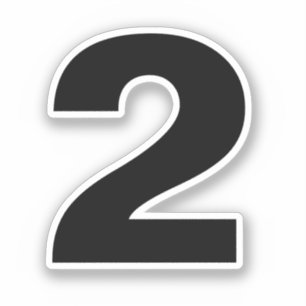 Number Two Black and White Sticker