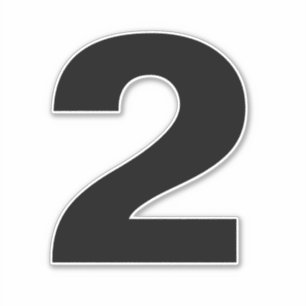Number Two Black and White Sticker