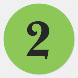 Number Two planning supplies simple 2 green black Classic Round Sticker