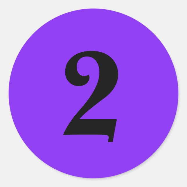 Number Two planning supplies simple 2 purple black Classic Round Sticker (Front)