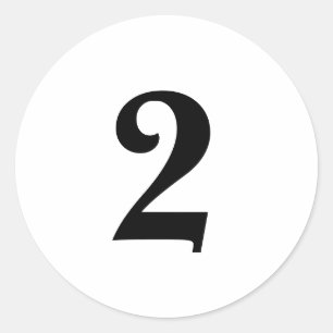 Number Two planning supplies simple 2 white black Classic Round Sticker