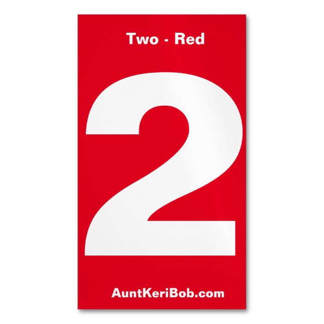 Number Two Red Business Card Magnet (Front Vertical)