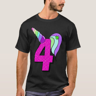 Number Unicorn 4th Birthday School Nursery Rainbow T-Shirt
