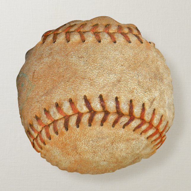 number White Baseball Round Cushion (Back)