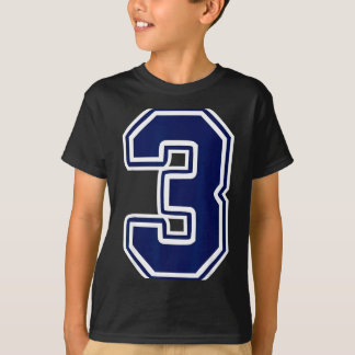 Number white dark blue 3 sports team fan T-Shirt
