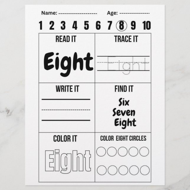 Number worksheets,Number Tracing Worksheet Custom Letterhead (Front)