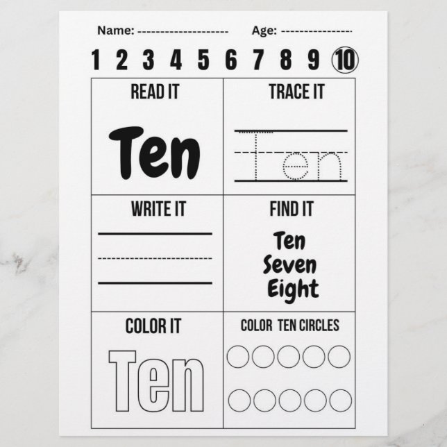 Number worksheets,Number Tracing Worksheet Custom Letterhead (Front)