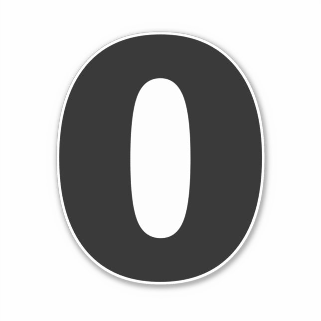 Number Zero Black and White Sticker (Front)