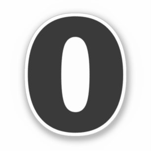 Number Zero Black and White Sticker