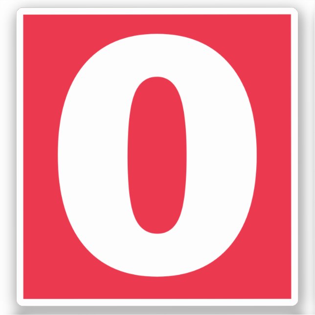 Number Zero Red and White Sticker (Front)