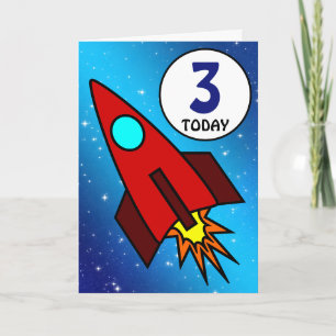 Numbered Birthday Rocket Ship Card