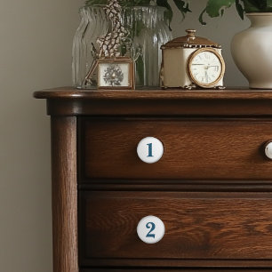 Numbered Blue and White Ceramic Knobs
