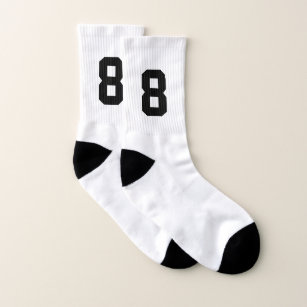 Numbered sports socks with custom jersey number