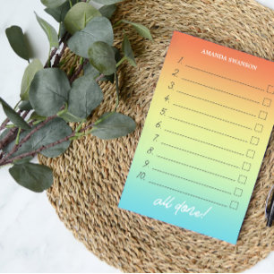 Numbered To Do List Tropical Ombre Custom Name Post-it Notes
