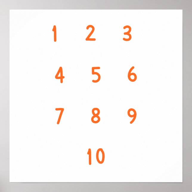 numbers 1-10 counting Poster Prints  (Front)