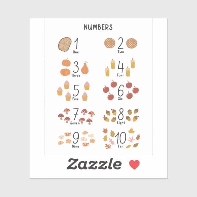 Numbers 1 - 10 in Fall Aesthetic Kids Educational (Sheet)