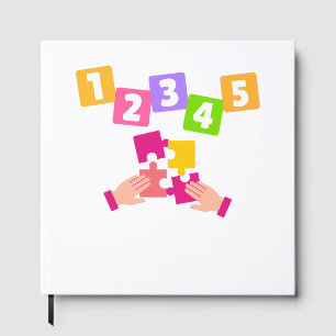 Numbers 1 2 3 4 5 Hands Puzzle Teamwork Guest Book