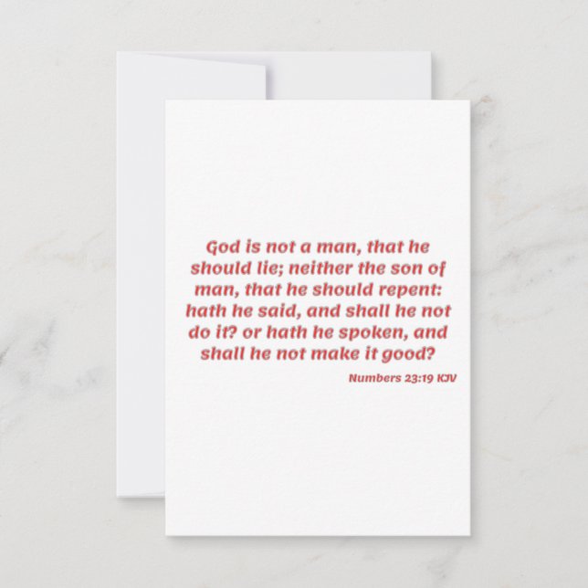 Numbers 23:19 KJV Bible Verse Flat Greeting Card (Front)