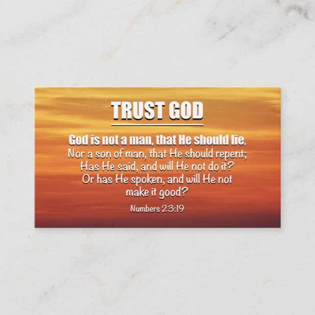 Numbers 23:19 | TRUST GOD Is Not A Man Scripture Business Card (Front)