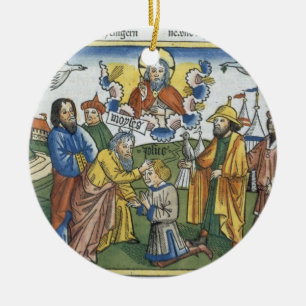 Numbers 27 18-23 Moses lays his hand upon Joshua, Ceramic Tree Decoration