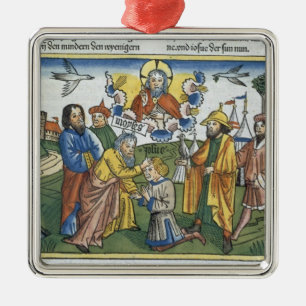 Numbers 27 18-23 Moses lays his hand upon Joshua, Metal Tree Decoration