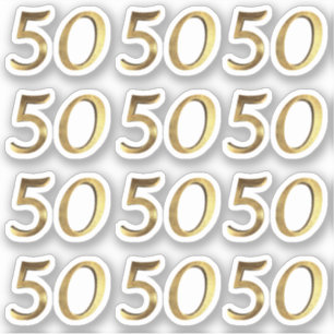 Numbers 50 Faux Gold 50th Anniversary