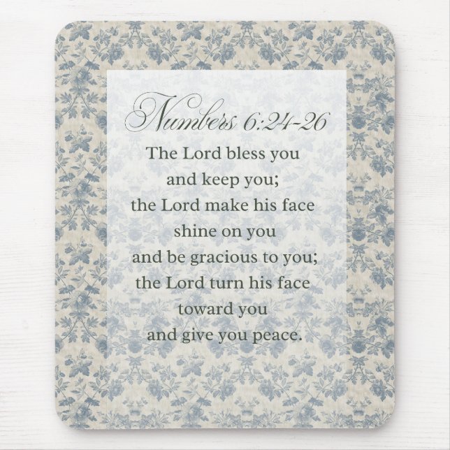 Numbers 6:24-26 Bible Verse Art Mouse Mat (Front)