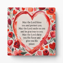 Numbers 6:24-26 Hearts and flowers plaque