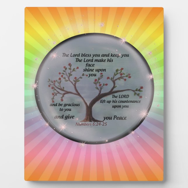Numbers 6:24-26 Lord Bless You and Keep You Peace Plaque (Front)