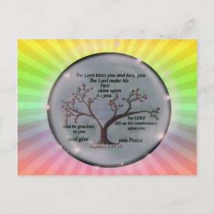 Numbers 6:24-26 Lord Bless You and Keep You Peace Postcard