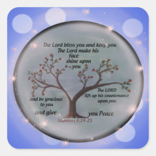 Numbers 6:24-26 Lord Bless You and Keep You Peace Square Sticker