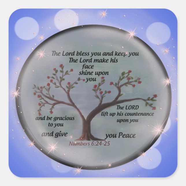 Numbers 6:24-26 Lord Bless You and Keep You Peace Square Sticker (Front)