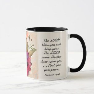 Numbers 6 24-26 Lord Bless You Floral Watercolor  Mug