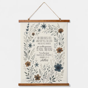 Numbers 6:24–26 Priestly Blessing Vintage Floral Hanging Tapestry