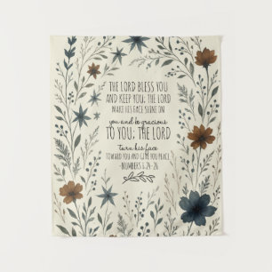 Numbers 6:24–26 Priestly Blessing Vintage Floral Tapestry