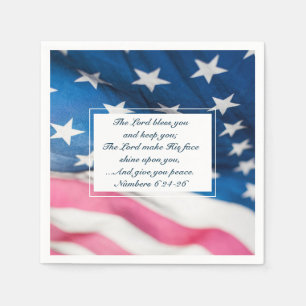 Numbers 6 24-26 The Lord Bless You American Flag Napkin
