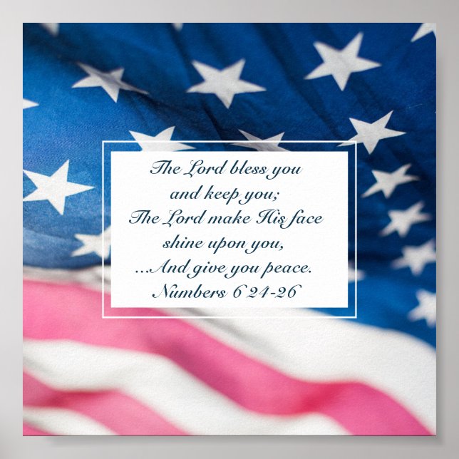 Numbers 6 24-26 The Lord Bless You American Flag Poster (Front)