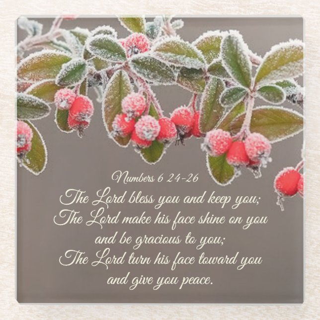 Numbers 6 24-26 The Lord bless you and keep you Glass Coaster (Front)
