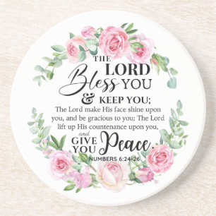 Numbers 6:24-26 The Lord Bless you Bible Rose Coaster