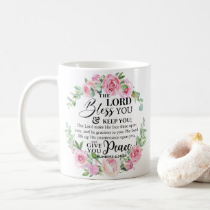 Numbers 6:24-26 The Lord Bless you Bible Rose Coffee Mug