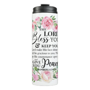 Numbers 6:24-26 The Lord Bless you Bible Rose Thermal Tumbler