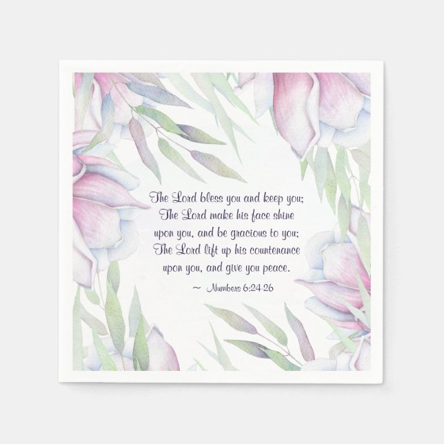 Numbers 6:24-26 The Lord Bless You, Bible Verse Napkin (Front)
