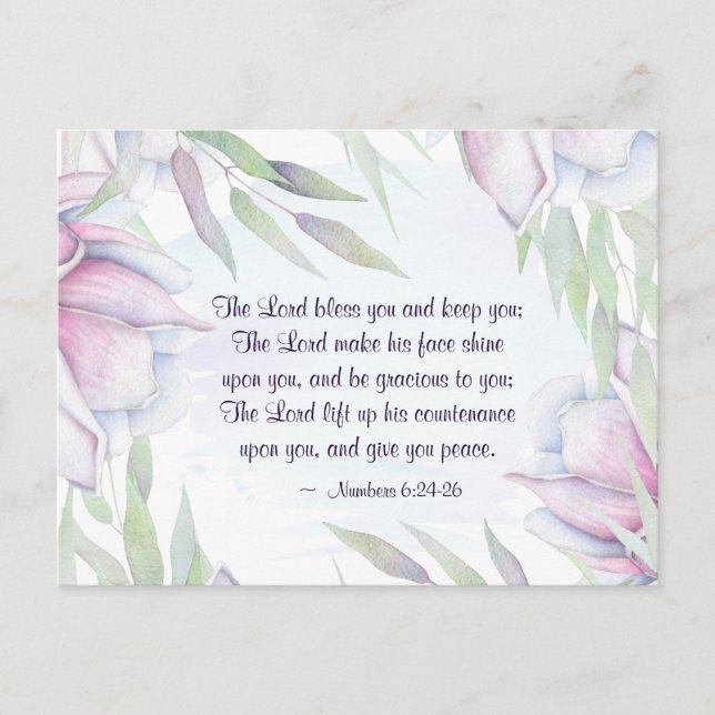 Numbers 6:24-26 The Lord Bless You, Bible Verse Postcard (Front)