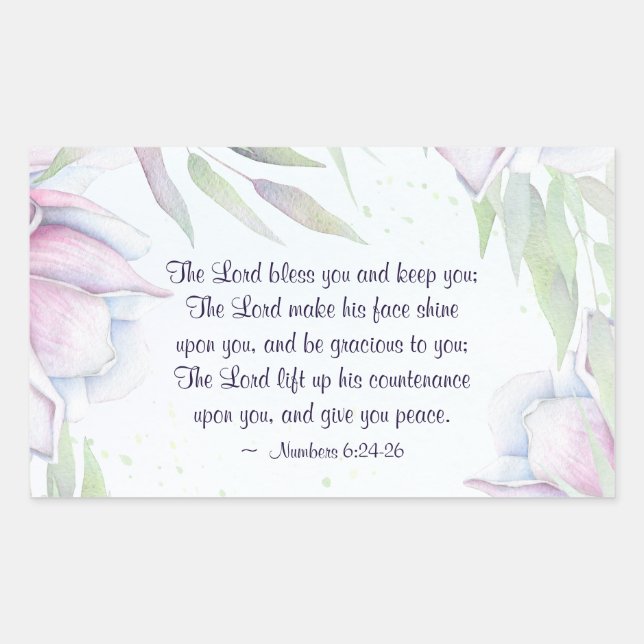 Numbers 6:24-26 The Lord Bless You, Bible Verse Rectangular Sticker (Front)
