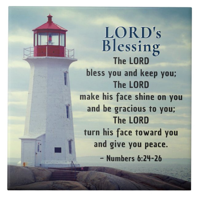 Numbers 6 24-26 The Lord Bless You, Lighthouse Tile (Front)