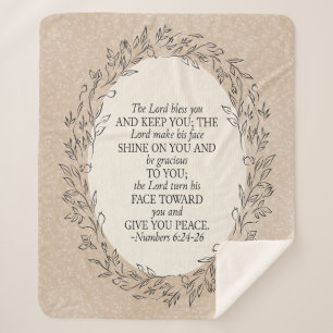 Numbers 6:24–26 The Lord Bless You Neutral Vintage Sherpa Blanket