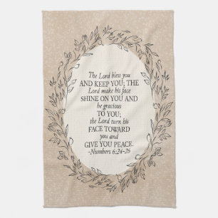 Numbers 6:24–26 The Lord Bless You Neutral Vintage Tea Towel